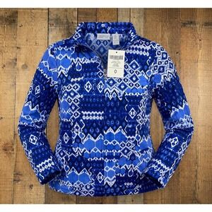 Chico's Zenergy Neema Batik Print Jacket Women's Size 0 Blue NWT Zip Stretch